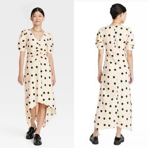 a new day Cream and Black Polka Dot High Low Dress
